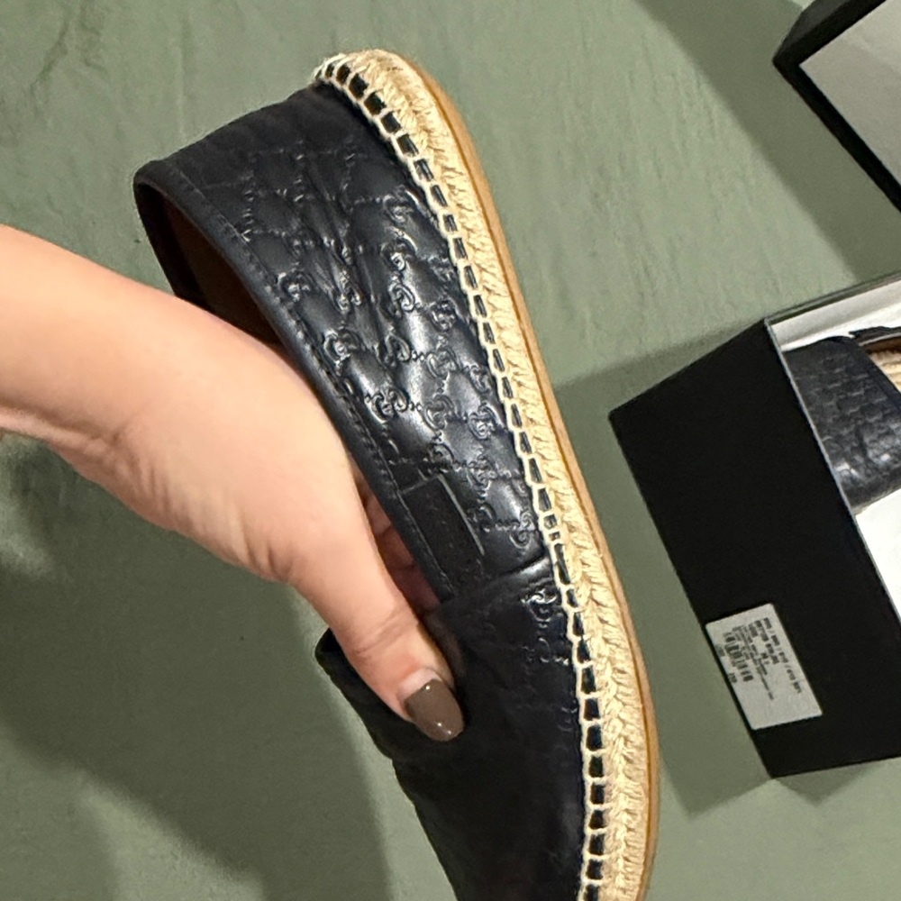 Gucci Black Embossed Leather Espadrilles - Picture 6 of 6